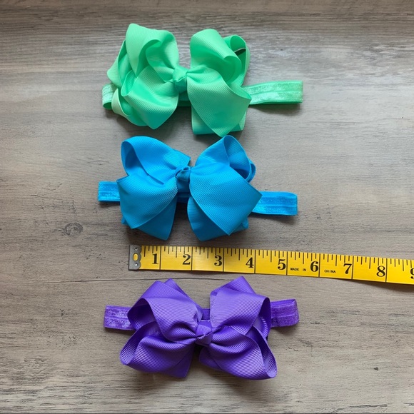 Ribbon Hair bow Elastic Headband set of 6, new - Picture 7 of 8